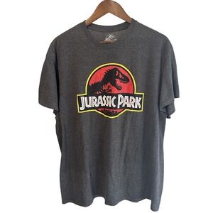 Jurassic Park‎ Jurassic World Unisex Movie Classic Logo Gray T-Shirt Sz Large